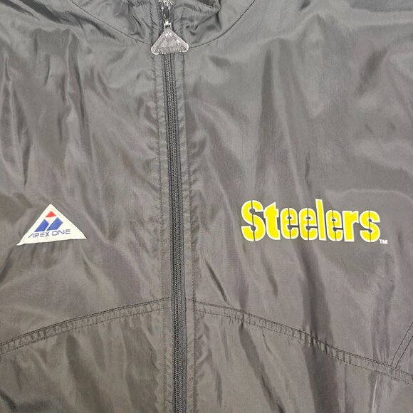 Vintage Pittsburgh Steelers Apex One NFL Black Windbreaker Jacket Size XL - Picture 6 of 9